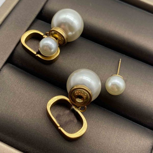

2021 new style stud earring with pearl for women wedding jewelry gift with box ps4253, Silver