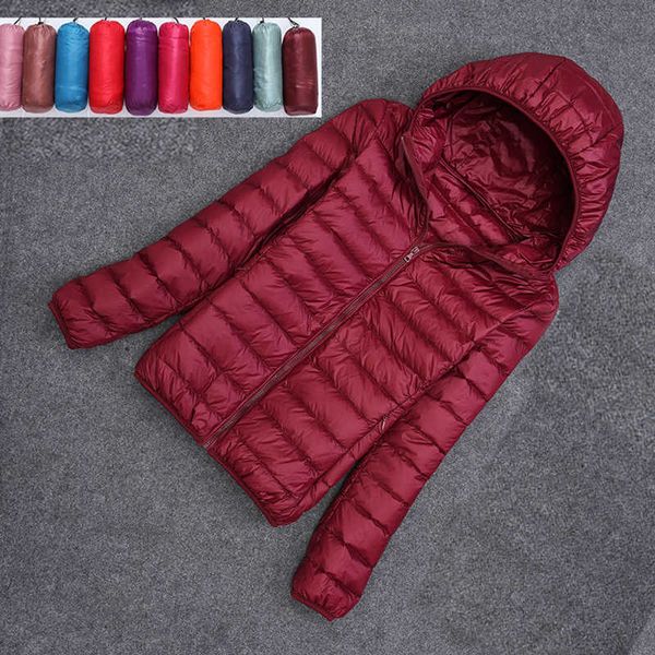 

women winter coat ultra light white duck down jacket slim women winter puffer jacket portable windproof down coat high quality, Black