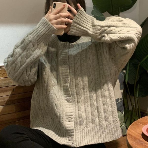 

women's knits & tees knitted women sweater cardigans single breasted long sleeve cardigan female solid color outerwear chic retro fall, White