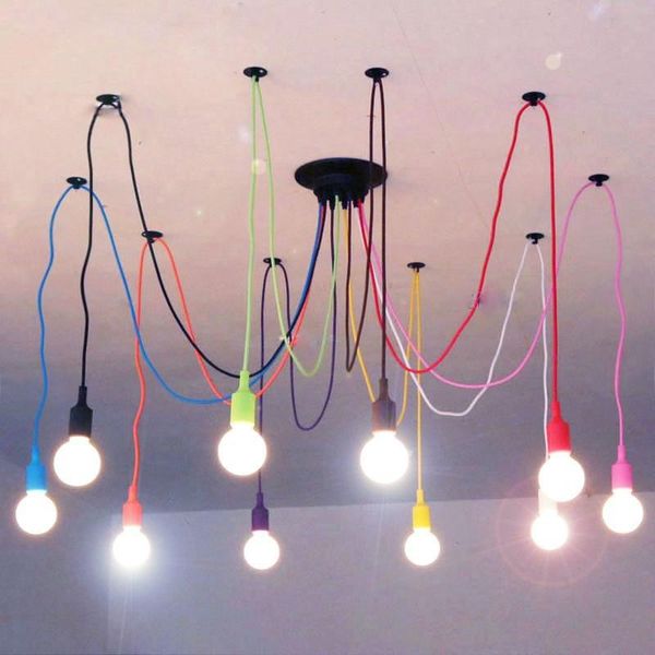 

multi color spider chandelier for living room bedroom kitchen plastic chandelier adjustable edison bulb sputnik lamp fixtures