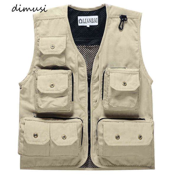 DIMUSI été hommes photographe gilet manteaux décontracté maille gilet sans manches vestes homme vêtements d'extérieur pêche gilets vêtements Y1122