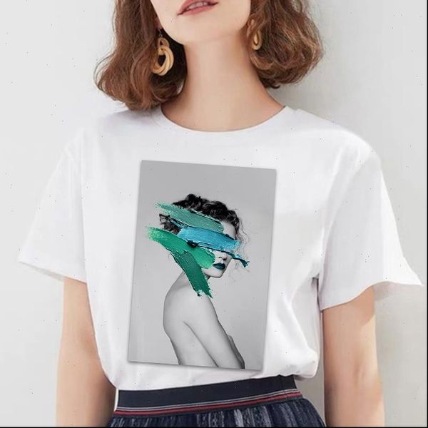 

fashion personality womens t shirts punk streetwear tshirt print nordic retro art harajuku short sleeve o neck t shirt clothing, White