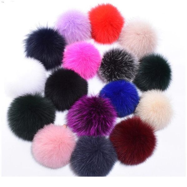 

really natural animal hairball wholesale hat ball pom pom diy 14-15cm colorful large fox fur pompom knitting hats wit jllfsu