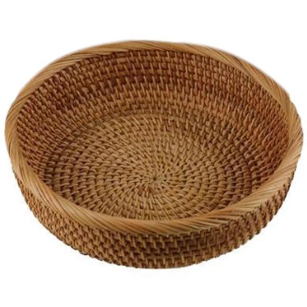 

storage baskets rattan fruit basket snack bread round woven biscuit candy plate