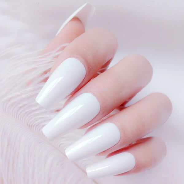 

false nails 24pcs shiny white artificial for design long ballerina coffin diy full cover finger tips manicure tool, Red;gold