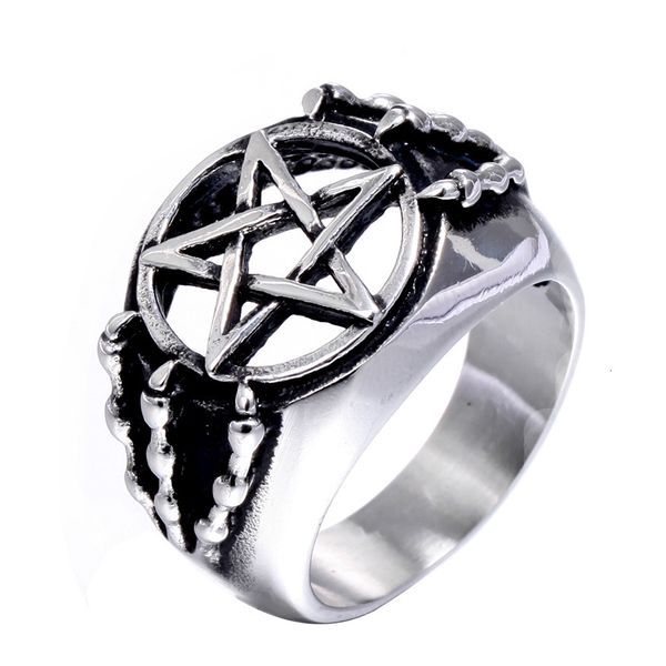 

delicate ring jewelry style domineering men's claw stainless steel five pointed star, Silver