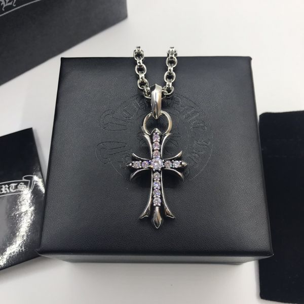 

necklace croix lovers diamond cross pendant men and women hip hop fashion sweater chain, Silver