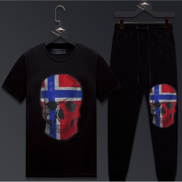 

2021 new summer training set of men short sleeves matching sweatpants jogging diamond sweatstone sweatsuit for man oqtb, Gray