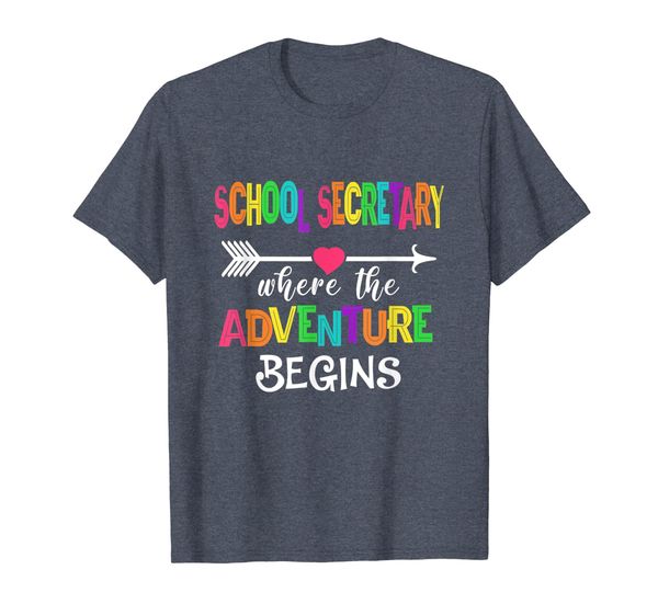 

school secretary where the adventure begins shirt teacher, White;black