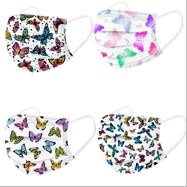 

fashion butterfly printing disposable face mask dust smoke proof breathable 3 layer neutral protective masks kids non-woven masks dhd3131