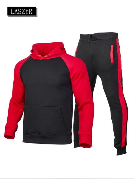 

men's tracksuits 2021 winter casual men tracksuit hoodie 2 pieces set male fashion patchwork sweatshirt +sweatpants sporting suit mens, Gray