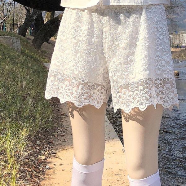 

women's shorts japan princess women wide leg korean style chic casual summer ulzzang loose students school girl lace crochet streetwear, White;black