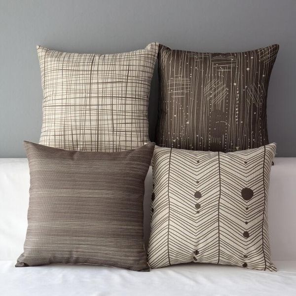 

pillow case 18'' lattice stripe cotton linen sofa car home decor cushion cover