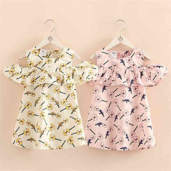 

summer 2 3 4 6 8 10 12 years children flower floral print wrap off shoulder strapless bohemian dresses for kids baby girls 210701, Red;yellow