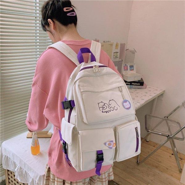 

backpack cute embroidery large capacity school student backpacks for teens kawaii female korean harajuku college bookbag