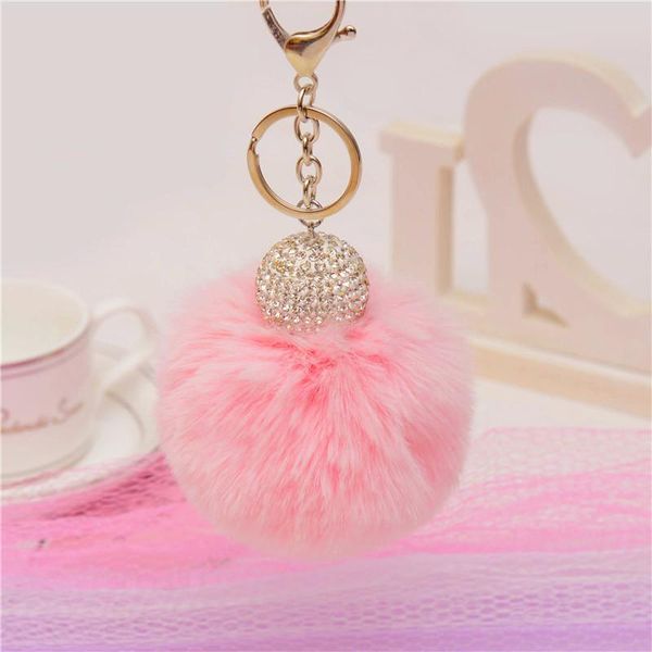 

keychains fur ball key chain - pom plush ring for women bag eh427, Silver