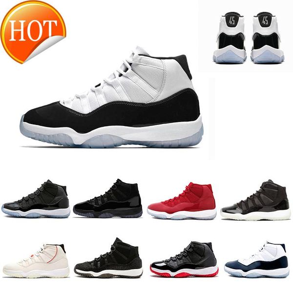 

concord 45 prom night 11s 11 cap and gown men women basketball shoes grey suede bred space jam trainers sports sneakers, Black