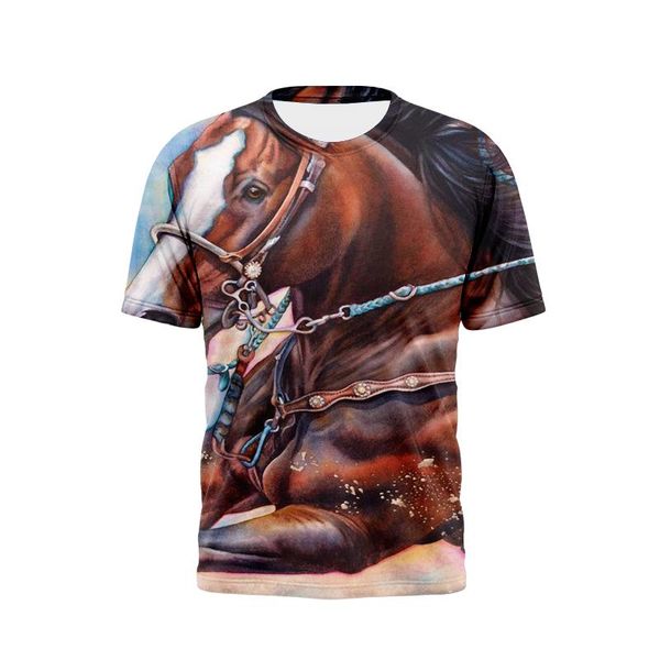 

men's t-shirts 3d printing and women's strong horse snow animation animal t-shirt summer hip hop pullover short sleeve, White;black