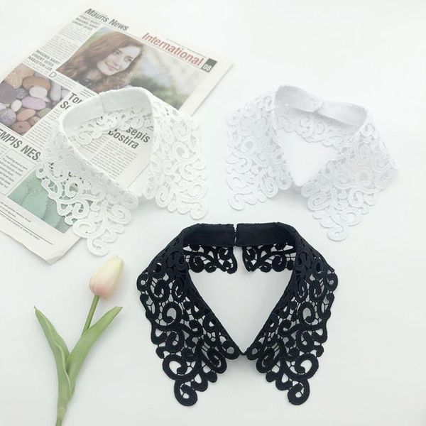 

bow ties female elegant necklace false fake collar lapel choker women girls detachable turn down shirt neck, Black;gray