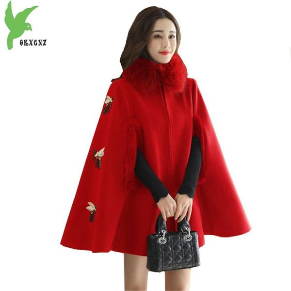 

women's trench coats cloak windbreaker women autumn winter woolen jackets embroidery little bee cloth shawl sleeveless okxgnz 1400, Tan;black