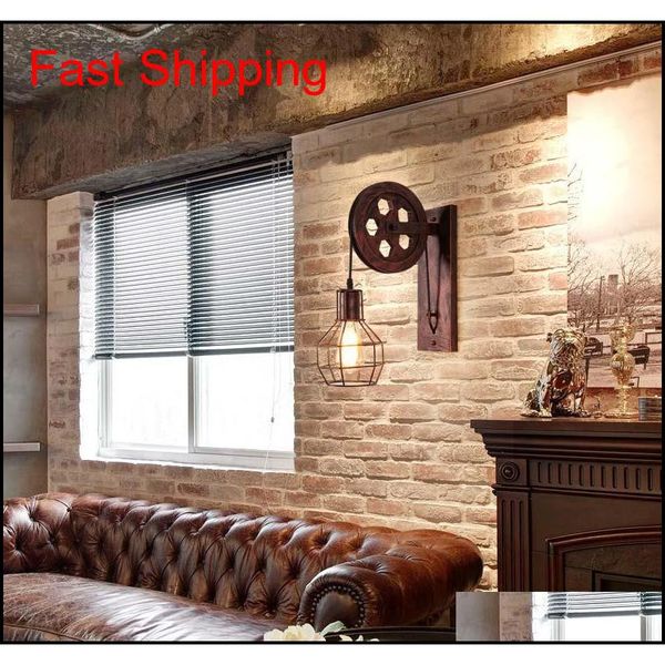 

loft retro pulley lamp wall mount lamp light iron industrial style bedroom living room restaurant aisle pub qylhmj toys2010