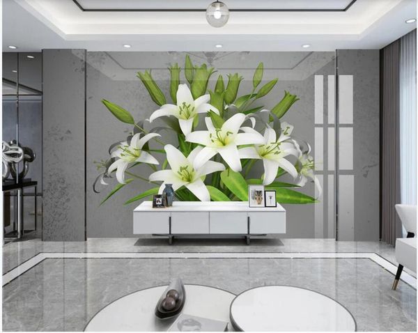 

wallpapers custom po 3d wall mural on the wallpaper green lily flower decoration home decor in living room