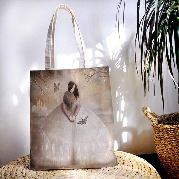 

storage bags trend large-capacity canvas shoulder bag vogue female girl portrait handbag reusable women shopping
