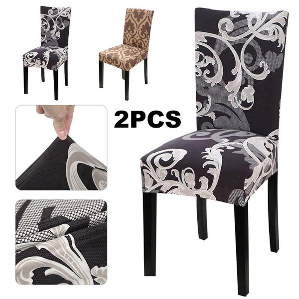 

chair covers 2pcs spandex cover printing stretch elastic dining seat for banquet wedding anti-dirty removable chaise