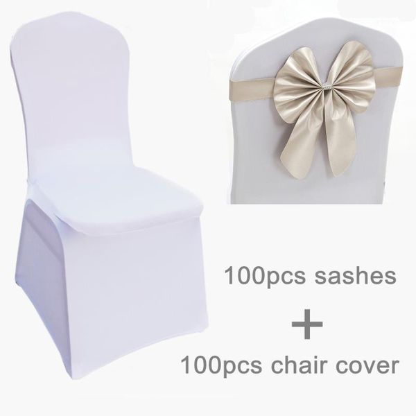 

chair covers 100pcs wedding party spandex + bandage ribbon sashes1