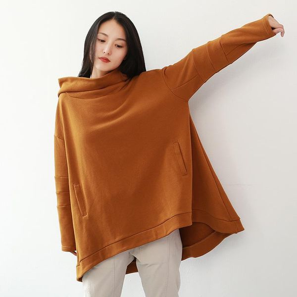 

women's hoodies & sweatshirts johnature oversized hoodie casual women clothes 2021 autumn pullovers cotton full sleeve loose all-match, Black