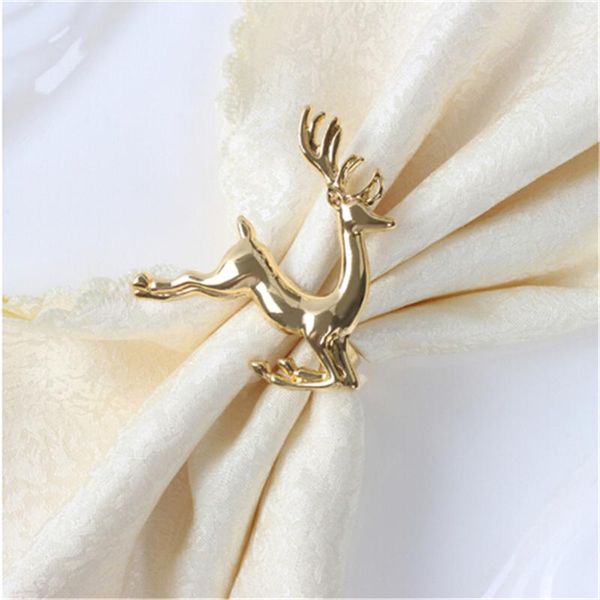 

napkin rings white and gold deer table decorative alloy buckle wedding ring deskparty dinner decoration