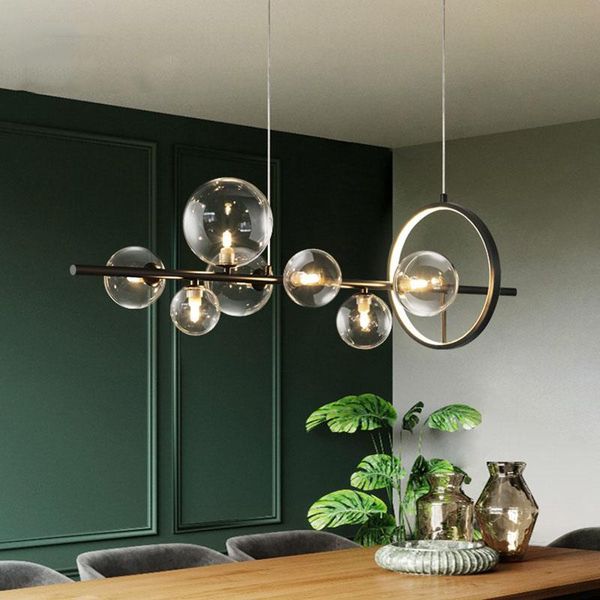 

nordic lamp art strip pendant lights modern parlor living room glass bulb loft luminaire suspension hanglamp lustre pendente
