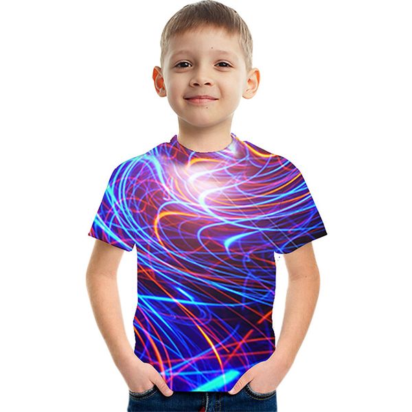 

streamer stripe pattern children 3d printing t-shirt animal print summer daily sweatshirt round neck short sleeve high quality, Blue