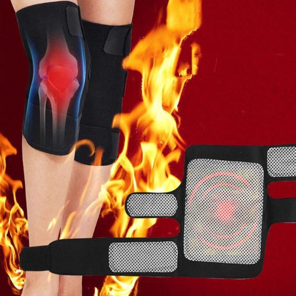 

elbow & knee pads pain relief self healing magnetic therapy support black home, salon, etc fastening tape fashion belt, Black;gray