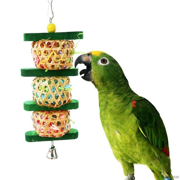 

other bird supplies parrot shredder paper toys hanging wood rattan foraging chewing toy bite with bells cage accessories a1 21 wholesales