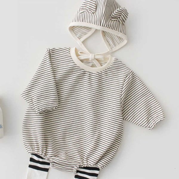 

girls romper spring autumn long sleeve stripe girl rompers and hat jumpsuit baby clothes black friday 421i, Blue