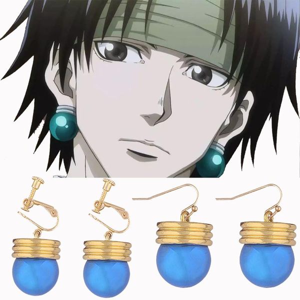 

dangle & chandelier men's earring anime x theme hisoka cosplay gold heart costume prop ear drop jewelry cut gifts for men party acces, Silver