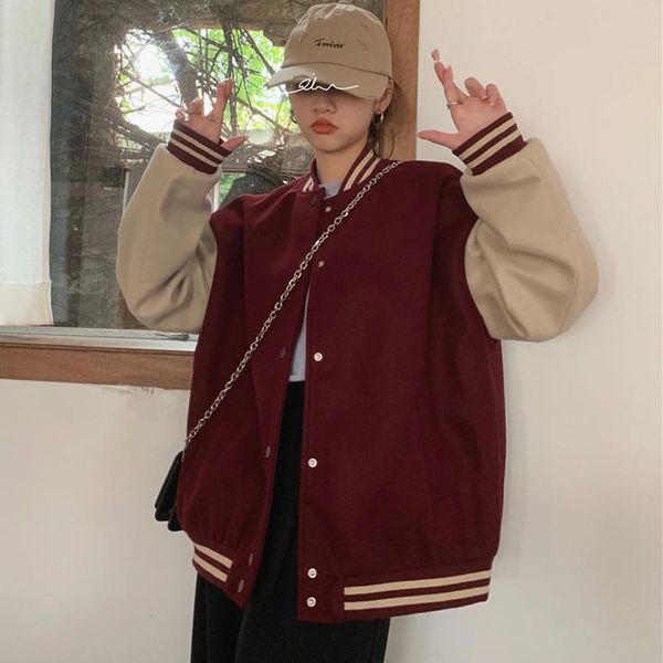 

women's jackets vintage women cardigan uniform korean stitching long-sleeved jacket letter embroidery harajuku outerwear clothes clothi, Black;brown