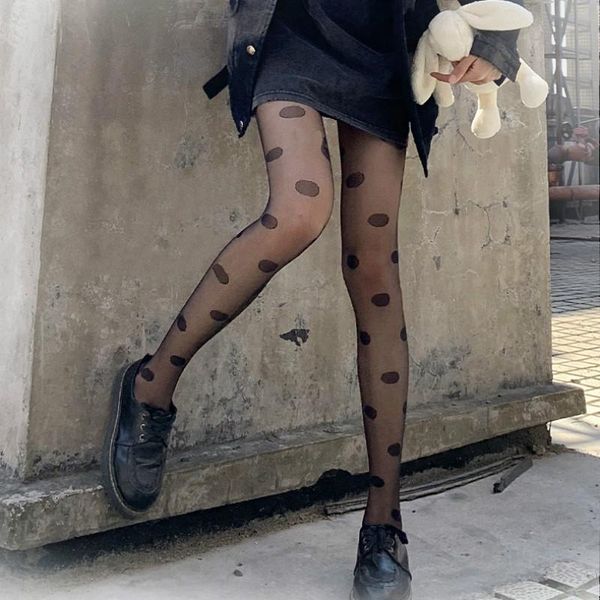 

socks & hosiery women transparent tights fashion night clubs sheer pantyhose 2021 over knee stockings cute sweet thigh high, Black;white