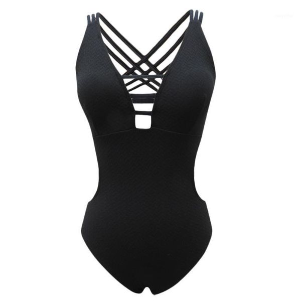 

women's swimwear 1pc lady swimsuit one piece bathing suit monokini (black), White;black