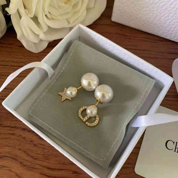 

new pearl star earrings women's red versatile earrings star style, Golden;silver
