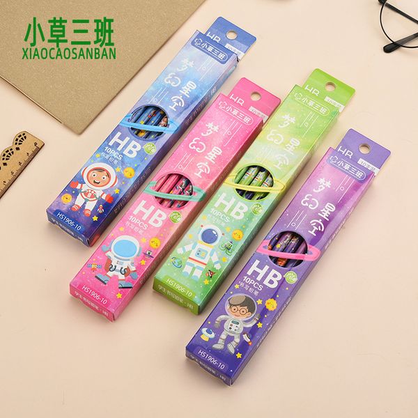 

class xiaocao 3 lovely exploration mysterious space boxed 10 children's school suppli writing hb pencils, Black;red