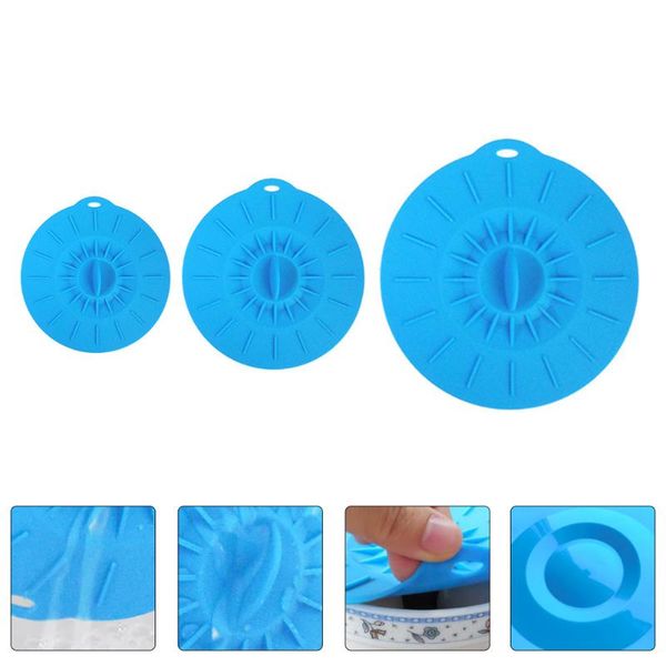 

kitchen storage & organization 3pcs food preservation vacuum lids microwave oven heating sealing covers (blue)