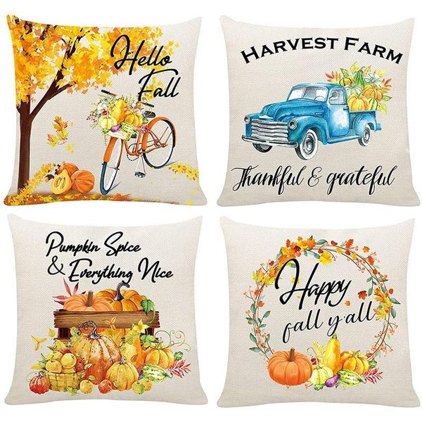 

pillow case fall covers , decorations for home, farmhouse throw set of 4, decor