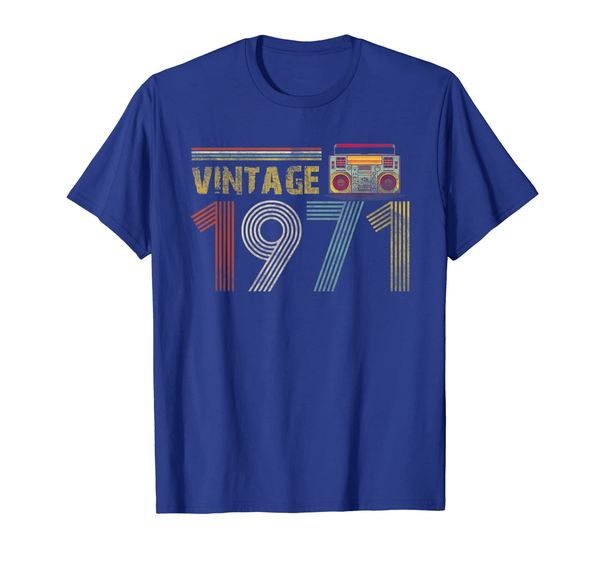 

48th birthday t-shirt vintage 1971 gift 48 years old mixtape, White;black