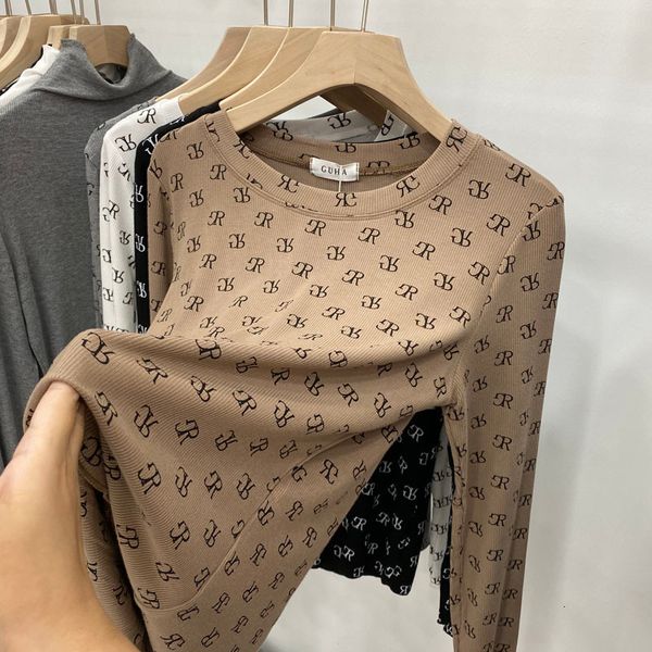 

2021 new letter print bottom casual round neck long sleeve t-shirt woman tshirts zqyg, White