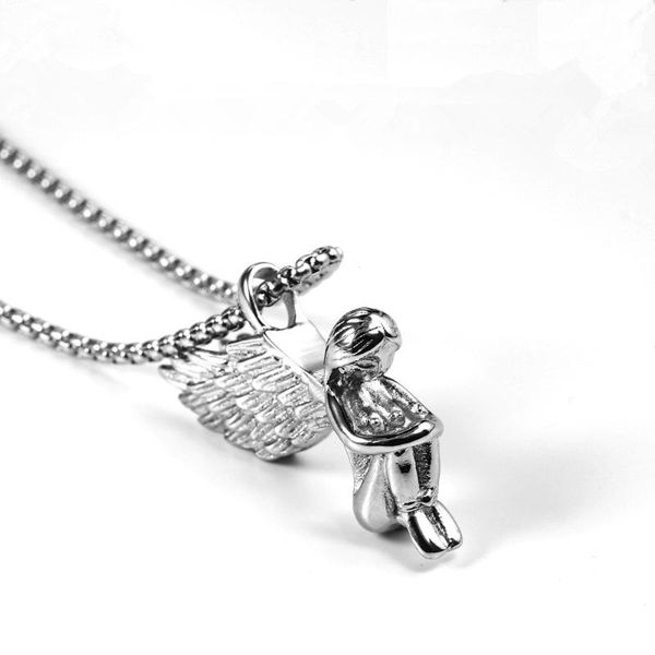 

pendant necklaces retro gold silver color angel necklace baby for women men long hip hop jewelry anniversary gift