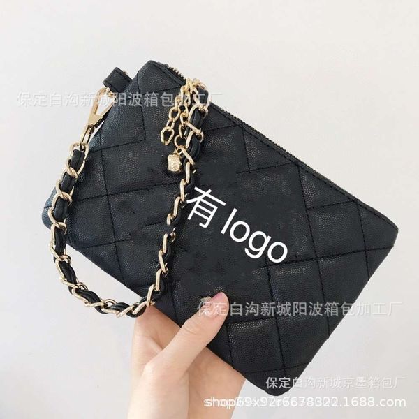 

korean hand bag linggexiang granny chain bag long wallet fashion lady bag, Black