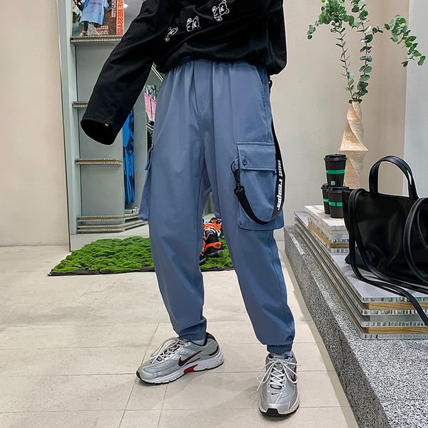 

2021 new mens joggers men streetwear warming pants male solid baggy trousers sweatpants ejce, Black