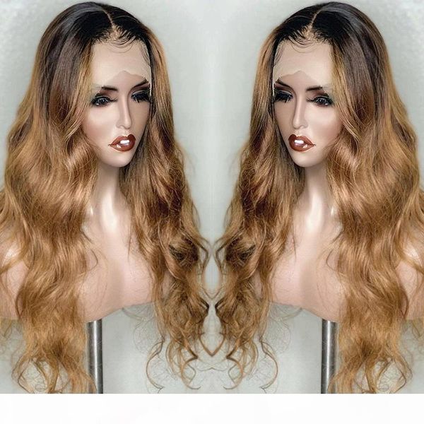 

1b 27 ombre color body wave lace front human hair wigs with baby hair pre plucked remy brazilian lace bob wigs bleached knots, Black;brown